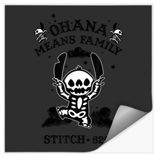 Disneyss Lilo Stitch Halloween Ohana Means Family Skeletonss Stickers