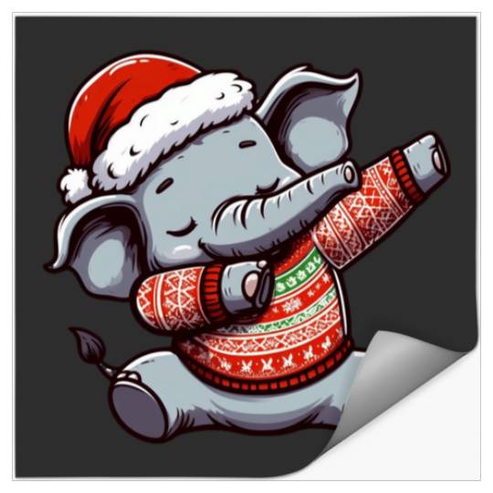 Discover Dabbing Elephant with Santa Hat Sticker, Disney Elephant Dumbo Christmas , Dumbo Christmas Stickers