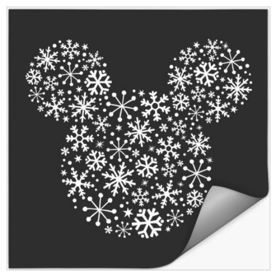 Discover Disney Mickey Mouse Icon Holiday White Snowflakes Stickers