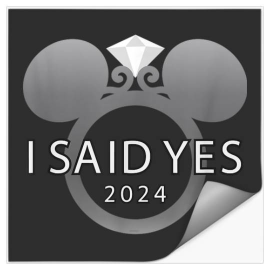 Disney I Said Yes 2024 Engagement Ring Proposal Mickey Stickers
