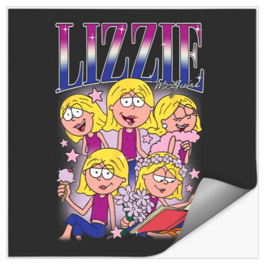 Disney Lizzy McGuire Lizzie 90s Style Collage Big Chest Logo Stickers