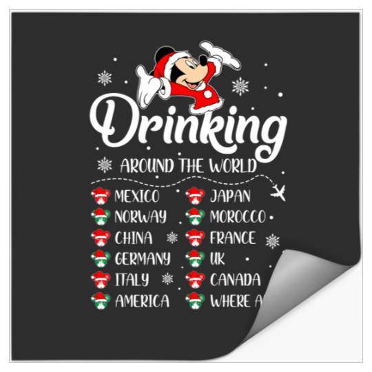 Drinking Around The World Christmas  : Mickey Disney Christmas, Disney Christmas Stickers