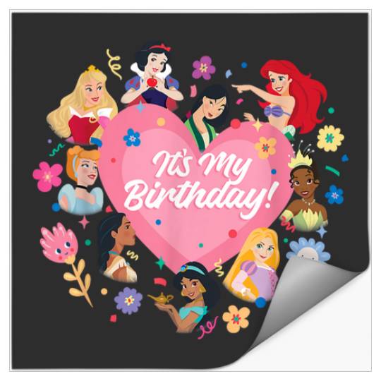 Discover Disney Princess Pink Heart and Flowers It’s My Birthday Stickers