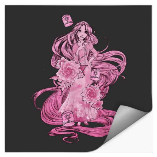 Disney Tangled Pink Tonal Rapunzel Portrait Grap Stickers