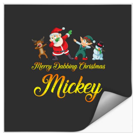 Mickey Name - Dabbing Santa Claus Elf Reindeer Snowman - Merry Dabbing Christmas Mickey  : Mickey Disney Christmas, Disney Christmas Stickers