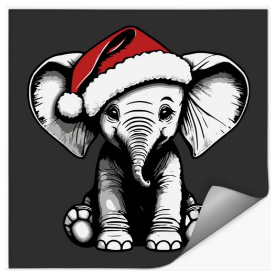 Discover Elephant with Santa Hat Greeting Card, Disney Elephant Dumbo Christmas , Dumbo Christmas Stickers