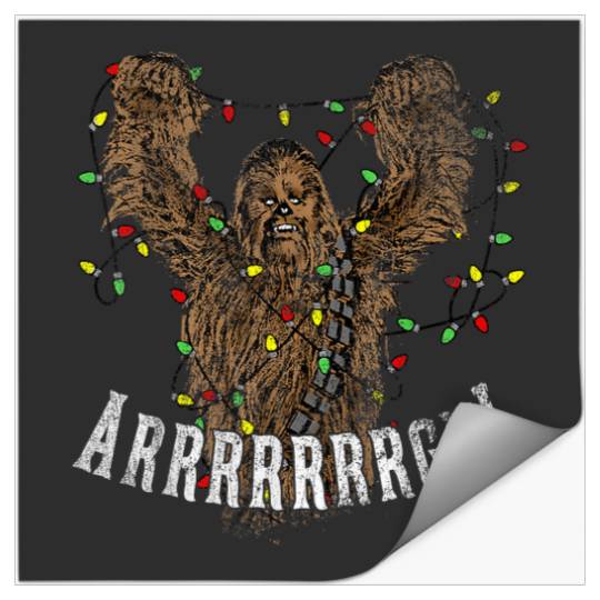 Discover Chewbacca Roar Christmas Lights Distressed Disney+ Stickers