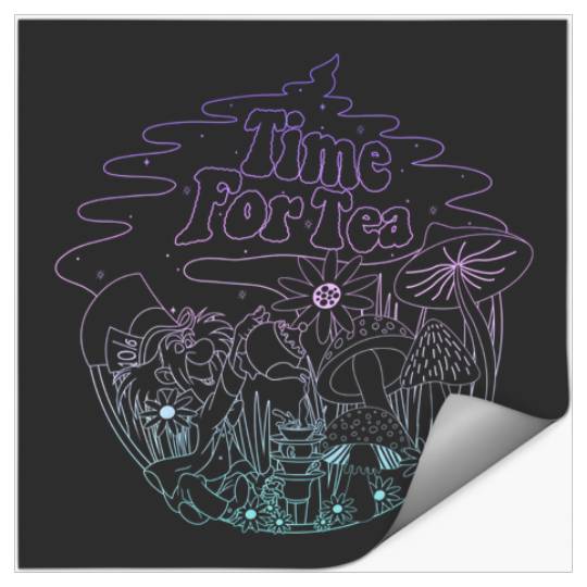 Discover Disney Alice In Wonderland Mad Hatter Time For Tea Line Art Stickers