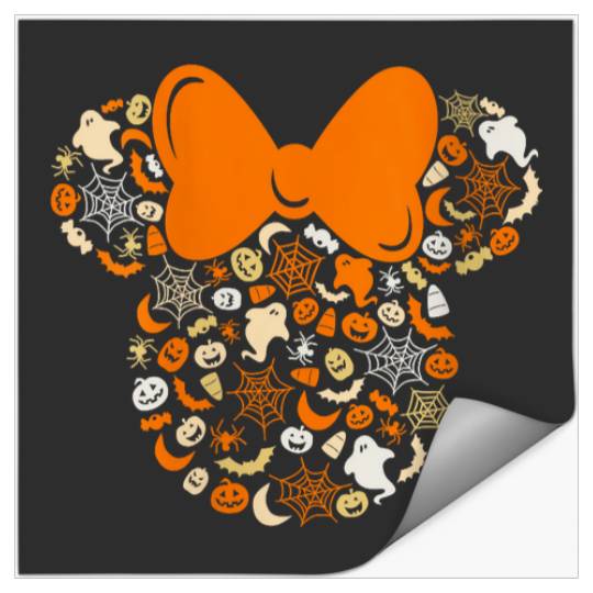 Discover Womens Disney Minnie Mouse Halloween Ghosts Pumpkins Spiders V-Neck Stickers