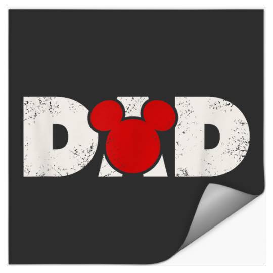 Discover Disneyss Mickey And Friends Dad Mickey Distressed Text Logo Stickers
