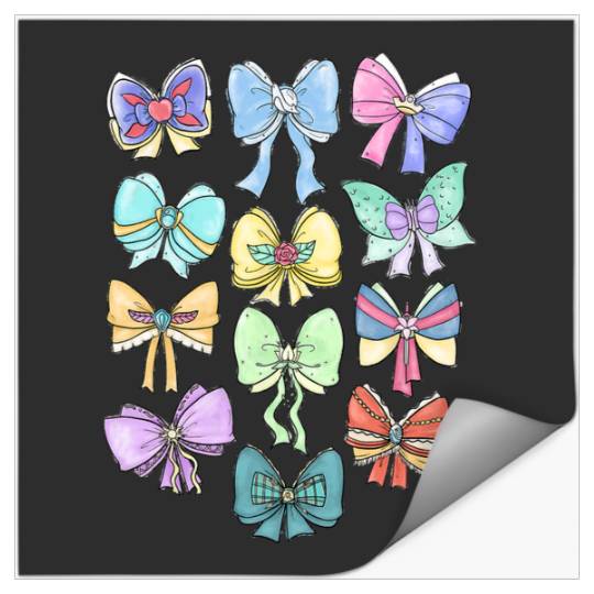 Disney Princess Cute Ribbons And Bows Pastel Colors Logo Stickers