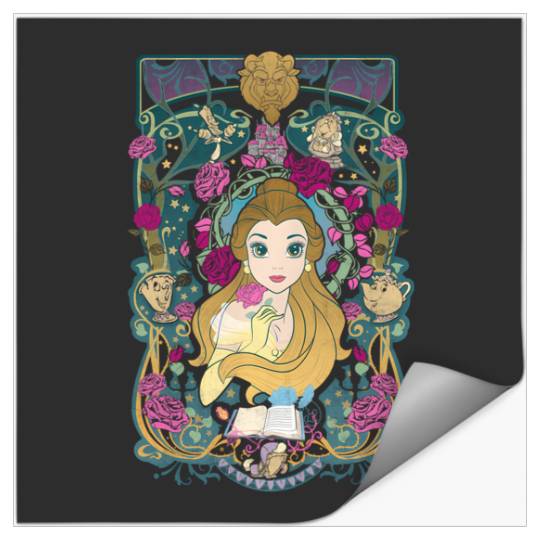 Discover Disney Beauty And The Beast Belle Surrounded Graphic Hoodie Stickers
