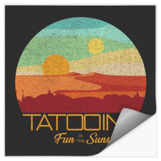 Star Wars Tatooine Postcard Fun in the Sun Vintage Disney+ Long Sleeve T-Shirt Stickers