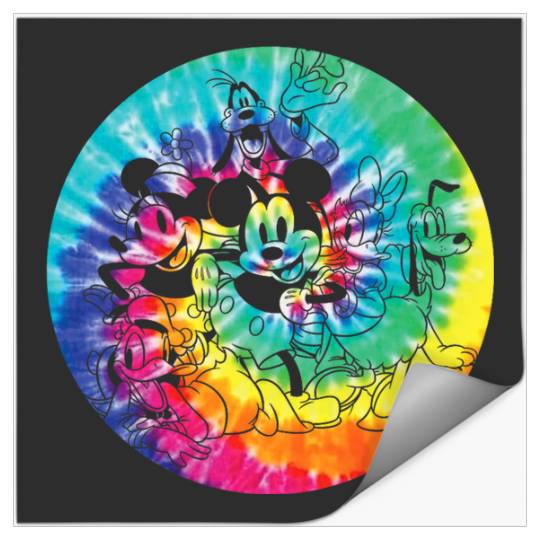 Disney Mickey Mouse and Friends 90s Rainbow Tie Dye Stickers