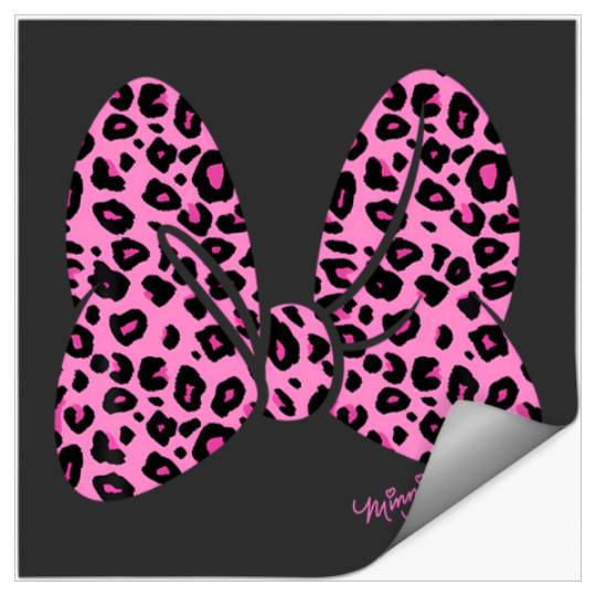 Discover Disney Minnie Mouse Pink Animal Print Classic Bow Stickers