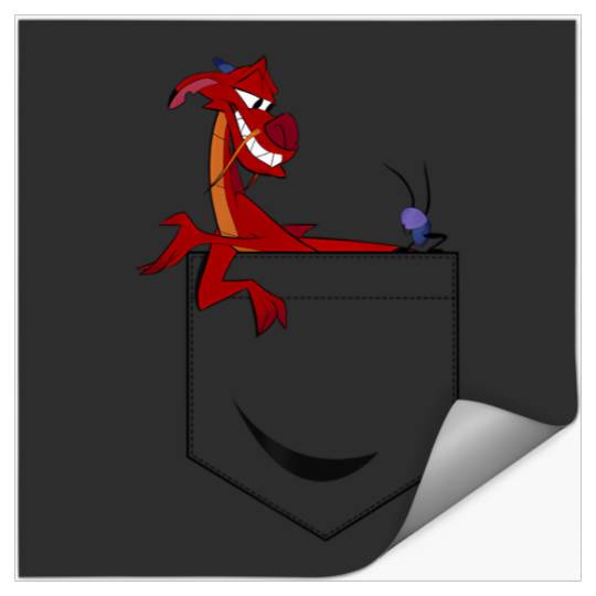 Discover Disney Mulan Mushu Left Chest Pocket Graphic Hoodie Stickers