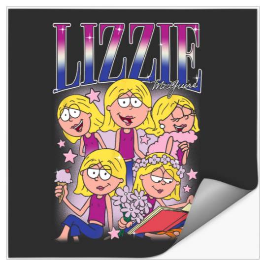 Discover Disney Lizzy McGuire Lizzie 90s Style Collage Big Chest Logo Stickers