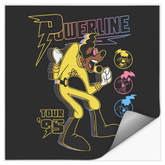 Discover Disney A Goofy Movie Powerline Tour '95 Retro Neon Poster Stickers