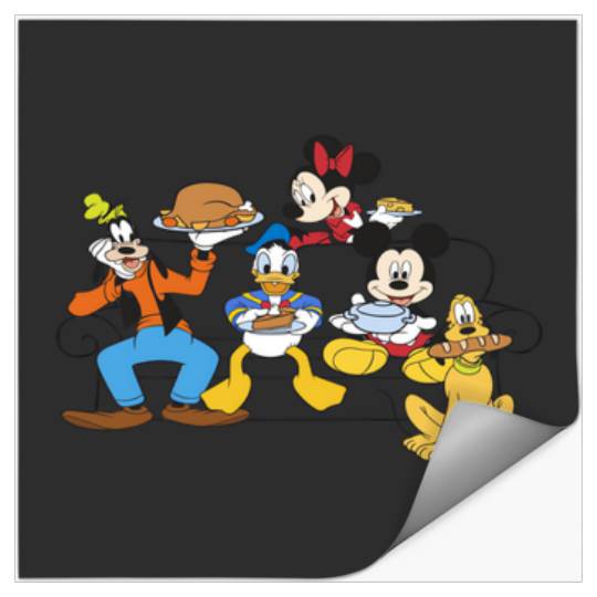 Discover Disney Mickey & Friends Thanksgiving Friendsgiving Couch Long Sleeve T-Shirt Stickers