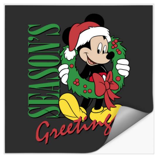 Disney Mickey And Friends Christmas Season's Greetings Logo Long Sleeve Stickers
