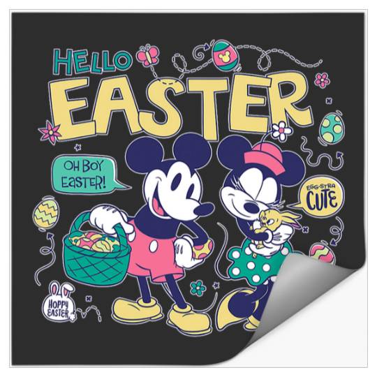 Discover Disney Mickey Mouse and Minnie Mouse Hello Easter Retro Stickers