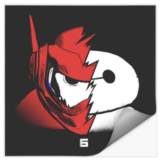 Disney Big Hero 6 Baymax Split Face Epic Shot Distressed Epic Stickers