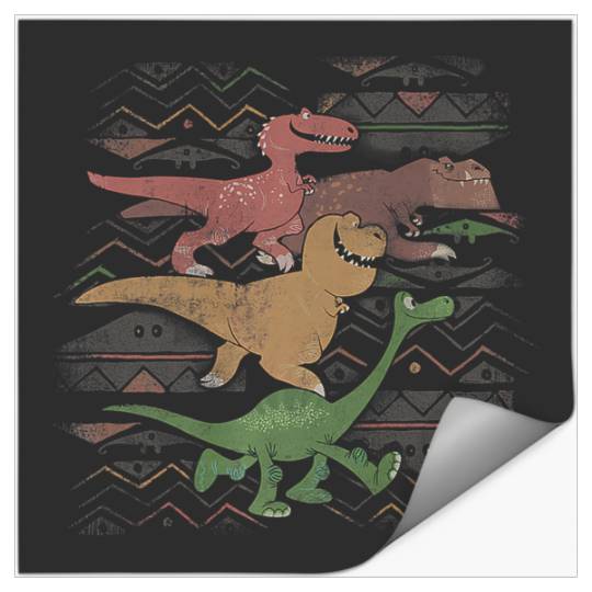 Disney Pixar The Good Dinosaur Dino Retro Cave Painting Logo Premium Stickers