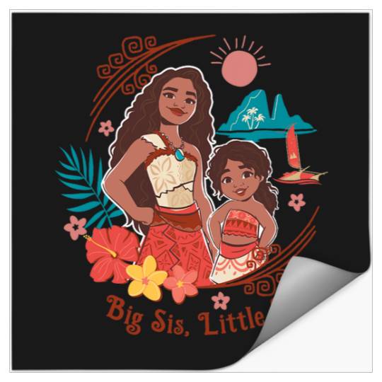 Discover Disney Moana 2 Big Sis Little Sis Oceania Tropical Floral Stickers