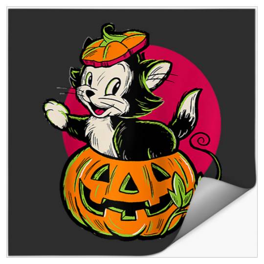 Disney Pinocchio Halloween Figaro Inside A Pumpkin Retro Raglan Baseball Tee Stickers