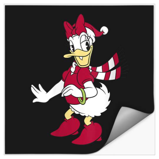 Womens Disney Daisy Duck Classic Christmas Portrait V-Neck Stickers