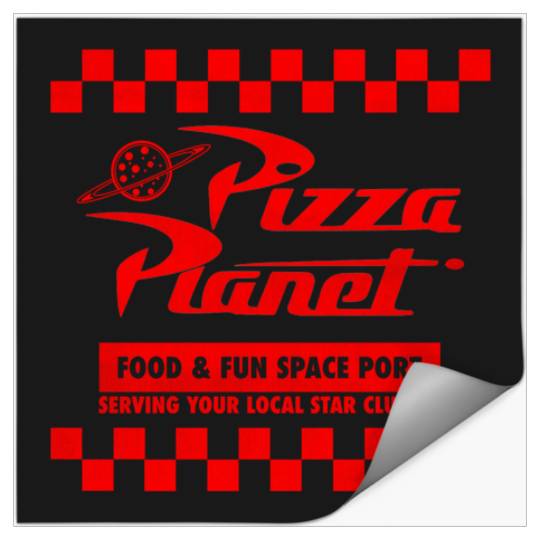 Discover Disney Pixar Toy Story Pizza Planet Checkered Logo Hoodie Stickers