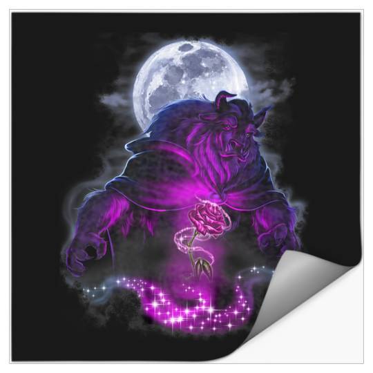 Disneyss Beauty The Beast Moon Rose Airbrush Art Stickers