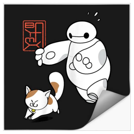 Disneyss Big Hero 6 Baymax Chasing Mochi Cute shots Stickers