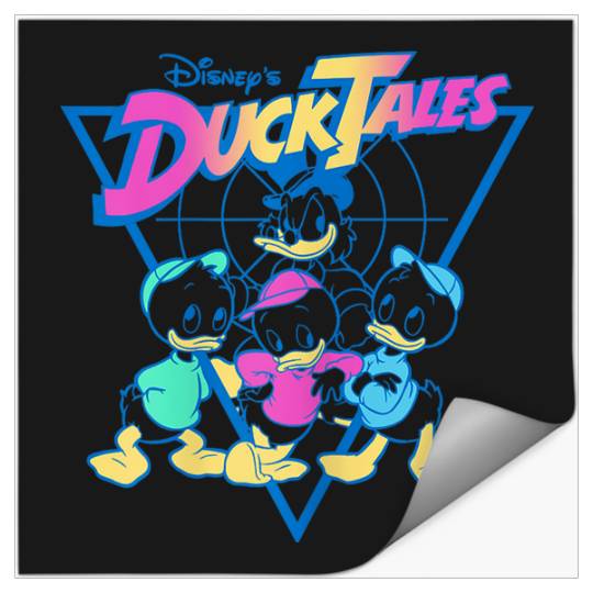 Disneyss Ducktales Vintages Neon Outlines Group shots Distressed Stickers