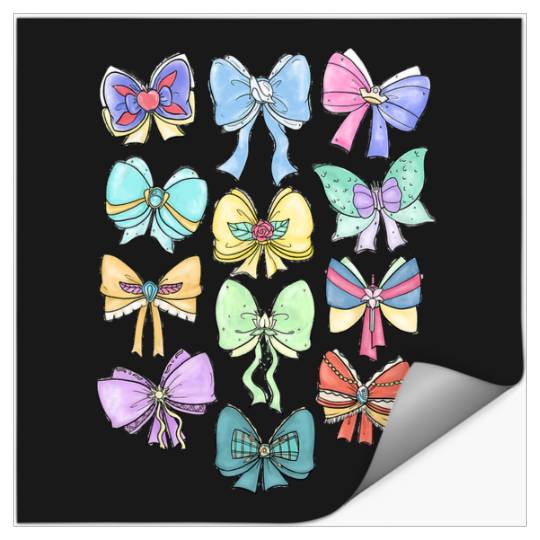 Disney Princess Cute Ribbons And Bows Pastel Colors Logo Stickers