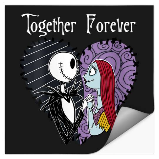 Womens Disney The Nightmare Before Christmas Jack & Sally Together V-Neck Stickers