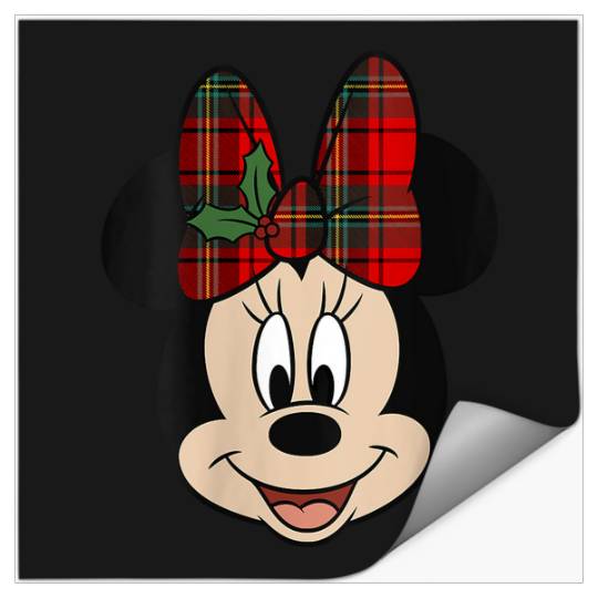 Womens Disney Mickey And Friends Christmas Minnie Mistletoe Bow V-Neck Stickers