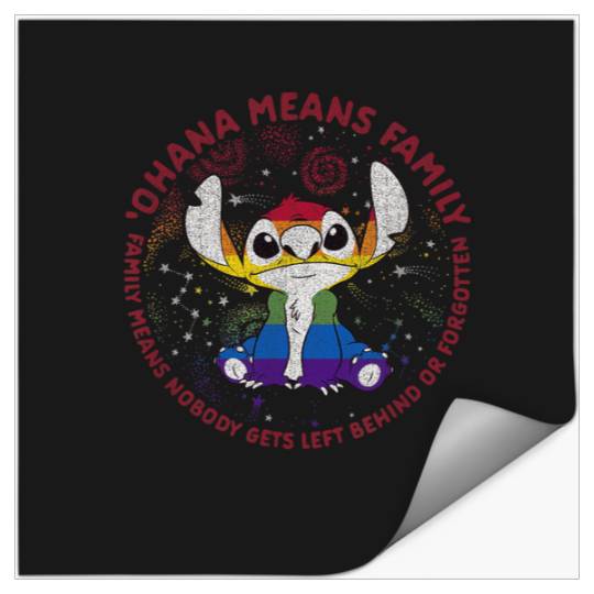 Disney Lilo Stich Ohana Pride Circle Short Sleev Stickers
