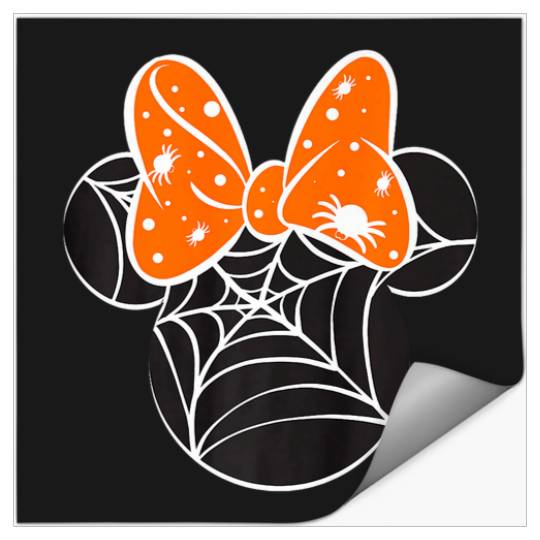 Disney Mickey Friends Halloween Minnie Spider Web Logo Premium Stickers