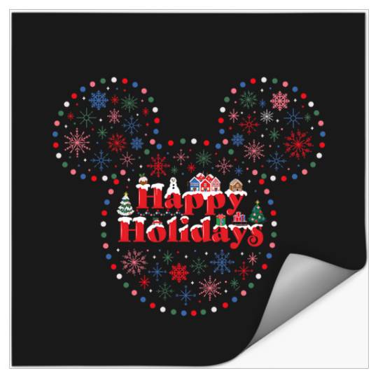 Disney NEW Mickey Mouse Icon Christmas Lights Happy Holidays Stickers