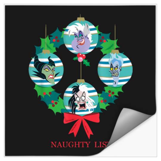 Disneyss Villains Holiday Christmas Wreath Naughty List Stickers