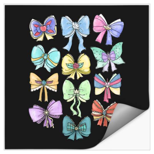 Disneyss Princess Cute Ribbons And Bows Pastel Colors Logo Stickers