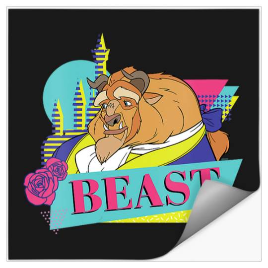 Womens Disney Beauty and the Beast Retro Couples Matching Beast V-Neck Stickers
