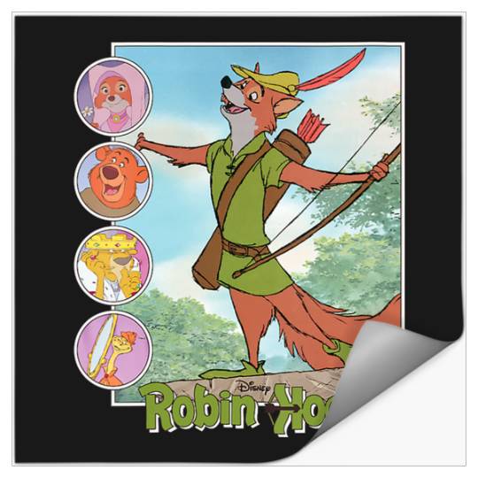Womens Disney Robin Hood Classic Disney Film Retro V-Neck Stickers