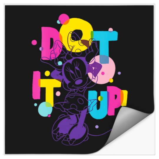 Womens Disney Minnie Mouse Dot It Up Bold Color Retro Overlay V-Neck Stickers