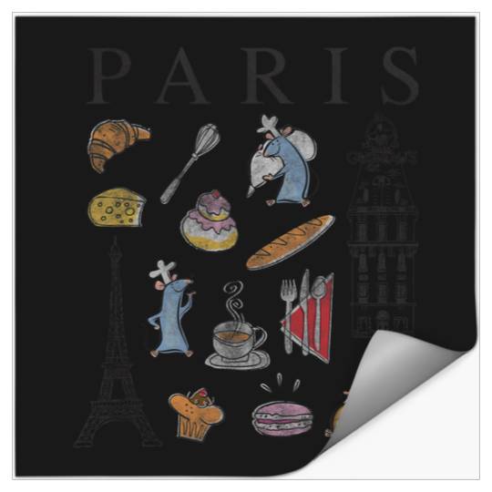 Disney Pixar Ratatouille Paris Food & Places Collage Retro Stickers