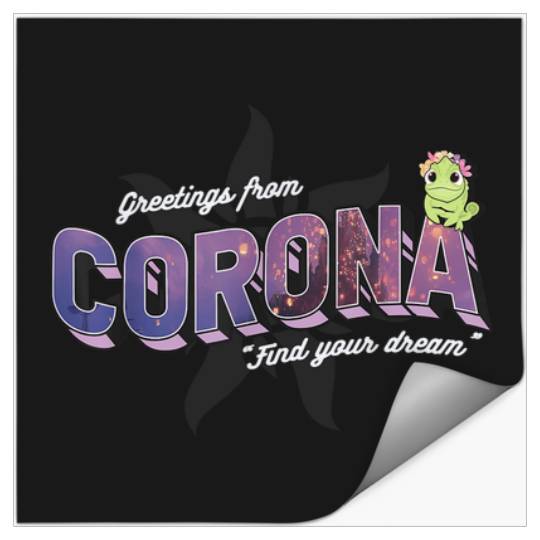 Disney Tangled Pascal Greetings From Corona Logo Stickers