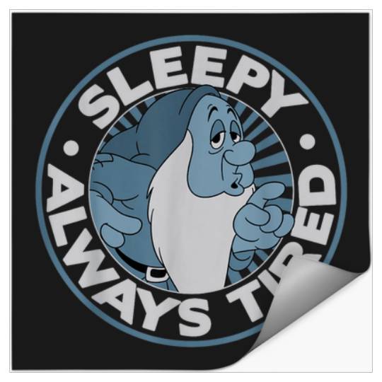 Disney Snow White Sleepy Always Tired Circle Gra Stickers