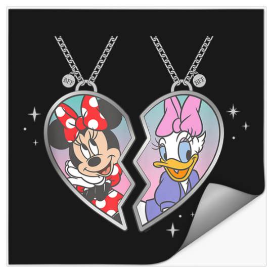 Disneyss Minnie And Daisy Best Friends Matching Heart Necklace Stickers