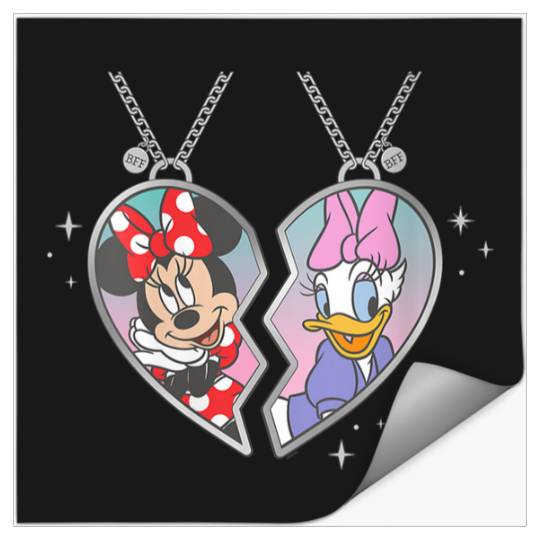 Disneyss Minnie And Daisy Best Friends Matching Heart Necklace Stickers